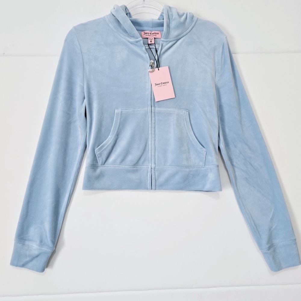 NWT ⚜️🩵⚜️ Juicy Couture Retro Velour Tracksuit Women XL Frosted Blue - Picture 5 of 11